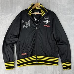 Tapout Vintage Track Jacket Black Yellow MMA Fight Wear Zip Men Size L Y2K Skate